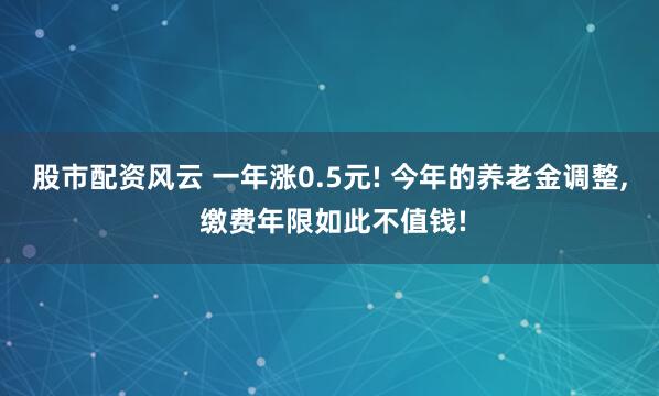 股市配资风云 一年涨0.5元! 今年的养老金调整, 缴费年限如此不值钱!